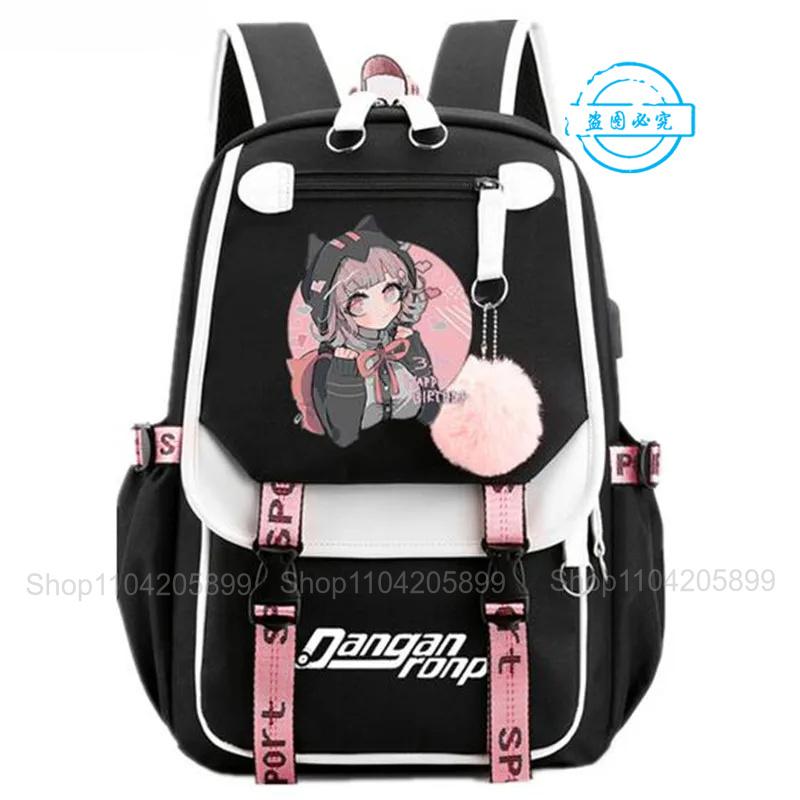 Рюкзак Danganronpa Аниме Mochila Школьная сумка для книг Студенческий с USB-портом Дорожные сумки Ноутбук Повседневная Большая сумка-мессенджер Подарок