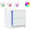 VidaXL Armoires de chevet et lumières LED 2pcs blanc bois d'ingénierie, table d'appoint, armoire de lit, table d'appoint 852048
