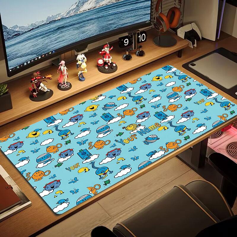 Mr. Men Little Miss Custom Name Large Size Mouse Pad Large Gaming Table Cushion Non-slip Laptop Tablet Big Mousepad XXL Mat Mini PC Playmat With Lock 
