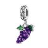 Copper Purple Murano Bead Pansy Flower Dangle Charm Fit Original Brand Bracelet And Necklace Jewelry