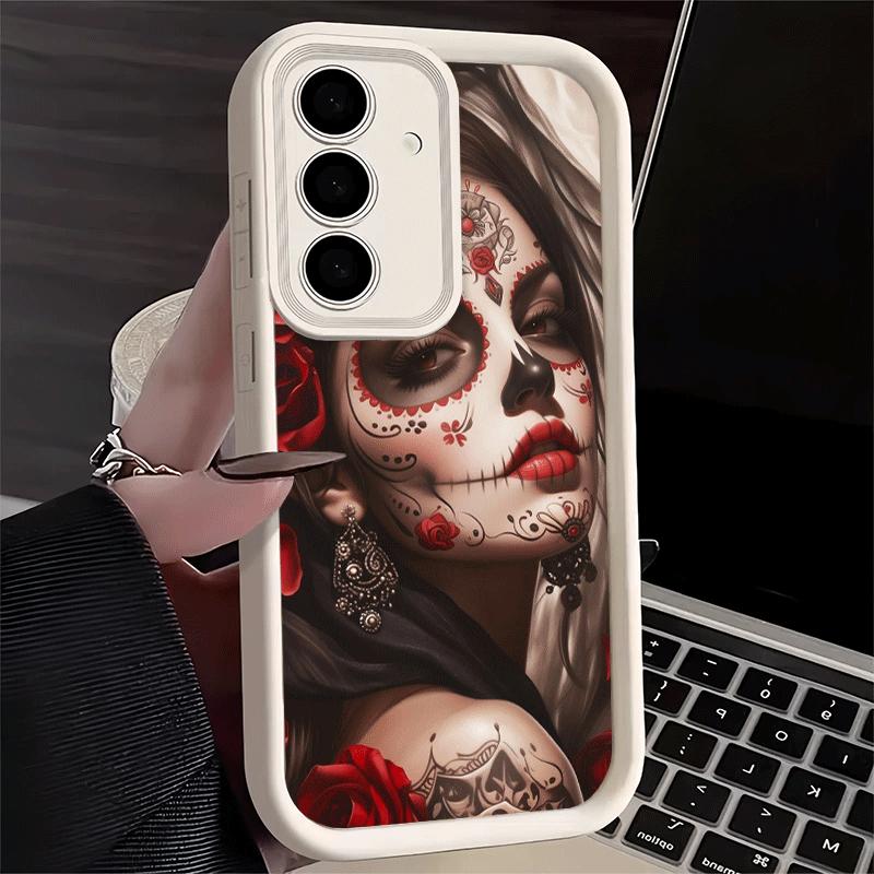 Чехол для телефона для Samsung Galaxy S26 S25 Ultra S24 FE Катрина Красивая Девушка Роза Череп Чехол S23 Plus S22 + S21 S20 5G Мягкий Силикон