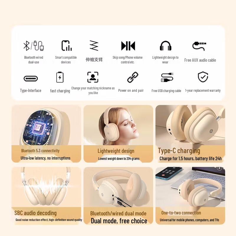 HP H231R Wireless Over-Ear Bluetooth Headset