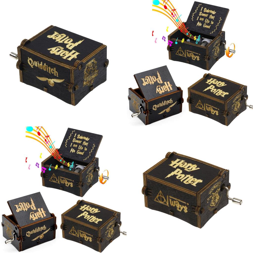 Black Potter Harry Music Box Engraved Wooden Music Box Interesting Toy Xmas Gift