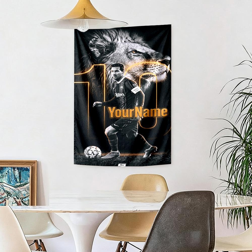 Messi Customize Your Name Tapestry Cozy Personalized Tapestry Machine Washable Ideal for Bedroom All-Season Use Birthday Christmas Gift