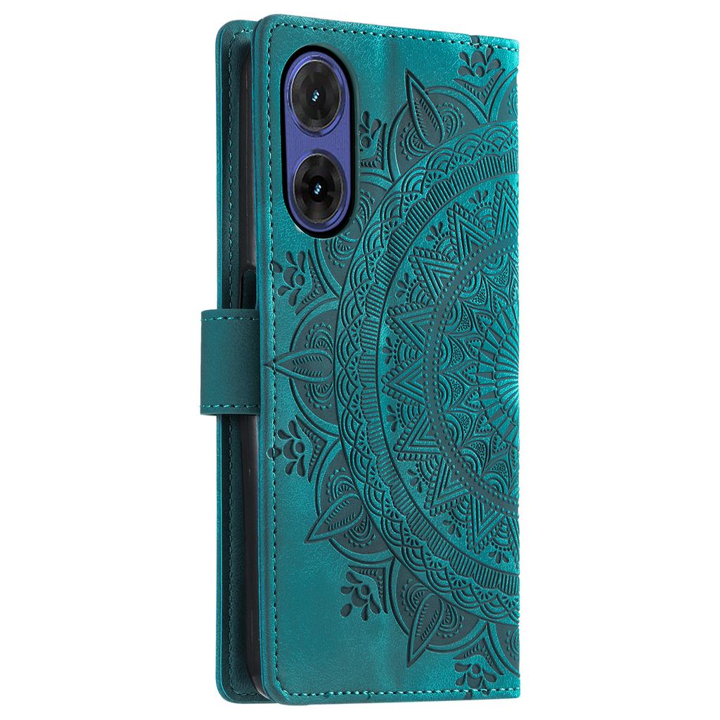 Style 018 For Motorola Moto G85 5G Case Imprinted Totem Skin Feel Wallet Leather Phone Cover