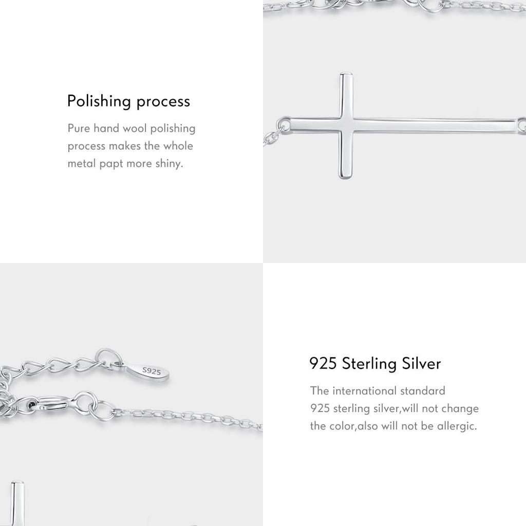 MODIAN Классические простые браслеты из стерлингового серебра 925 пробы с крестом, элегантные регулируемые браслеты-цепочки для женщин и девочек, ювелирные аксессуары