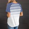 Женская летняя повседневная полосатая градиентная футболка с круглым вырезом и рукавом реглан с коротким рукавом