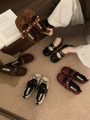 Сладкий и крутой стиль ретро бант круглый носок вечерние туфли-лодочки женские осень 2025 новые балетки феи Мэри Джейн