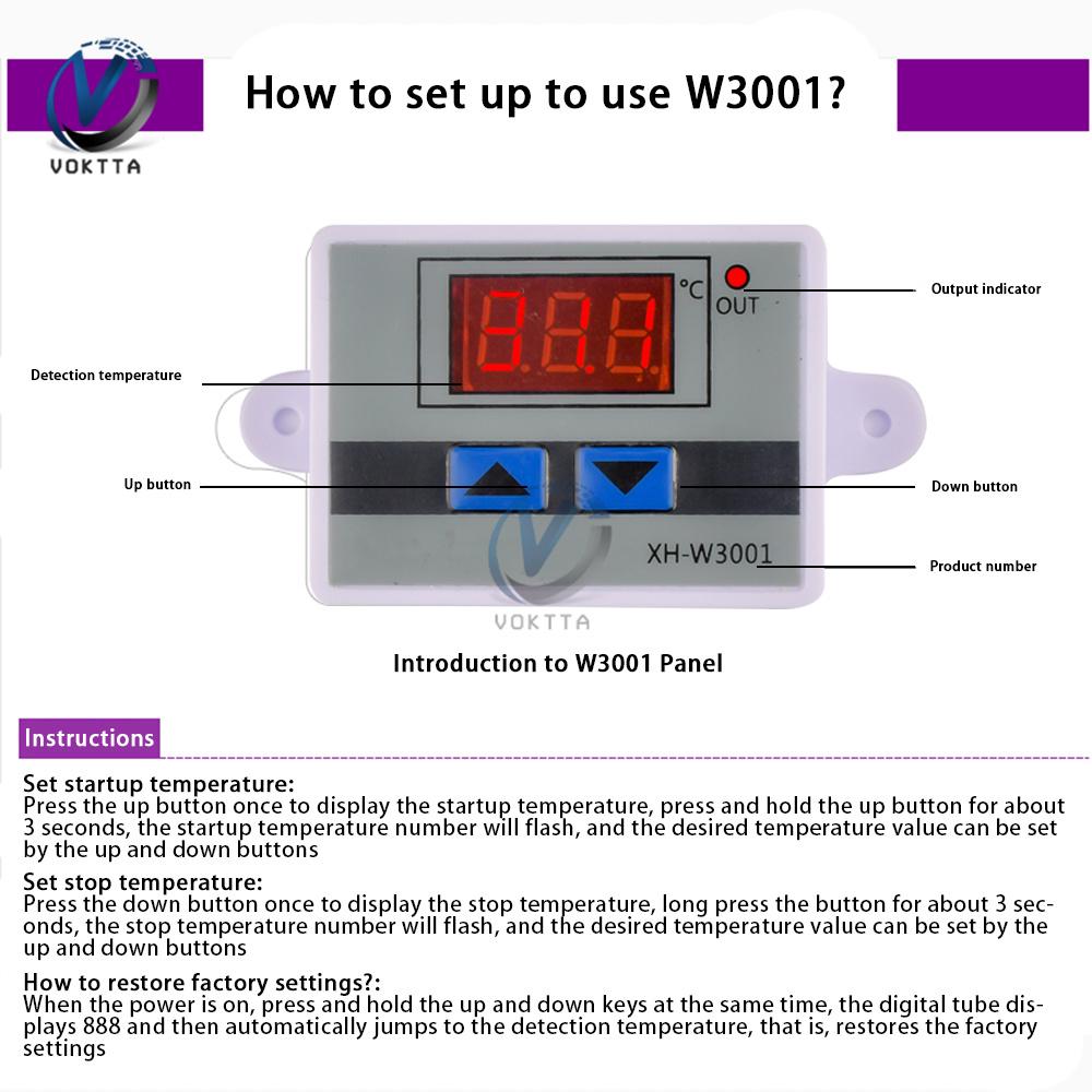 XH-W3001 XH-W3002 Цифровой термостат с микрокомпьютерным управлением, переключатель, термометр, терморегулятор 12/24/220В