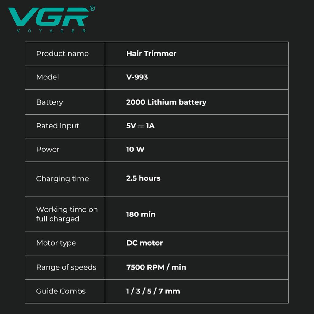 Оригинальная профессиональная машинка для стрижки волос VGR с масляной головкой, высококачественный мужской триммер для волос с ЖК-цифровым дисплеем, нажимной триммер, домашняя бритва, бритвенный аппарат V-993