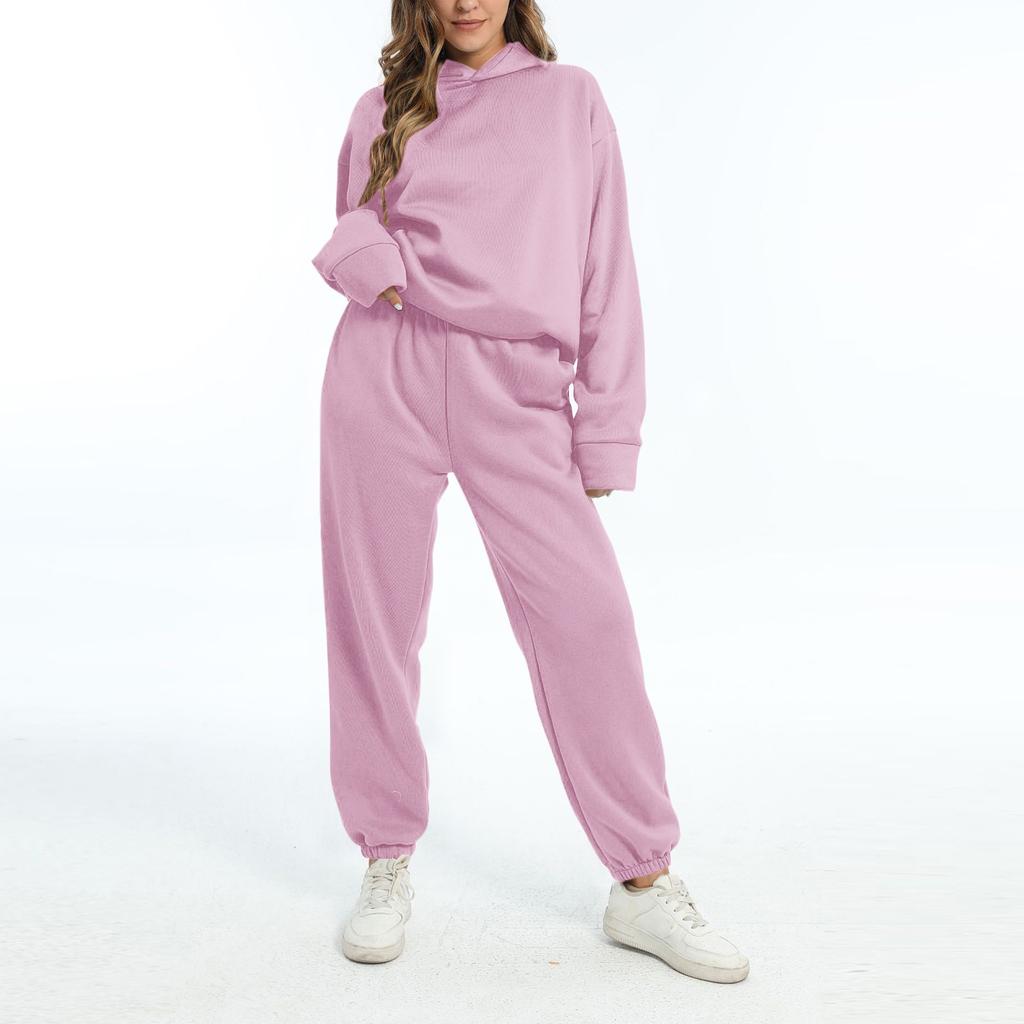 Женские комплекты из двух предметов, толстовки с длинными рукавами, пуловер, толстовка, спортивные штаны, повседневный спортивный костюм для тренировок