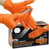 Heavy Duty Orange Nitrile Gloves 8Mil Industrial Disposable Gloves with Diamond Textured Grip for Mechanic Safety & Work Gloves