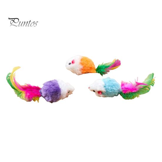 3/5/12 шт. Игрушки для кошек, искусственный мех, игрушка для кошек, мышь с перьевым хвостом, интерактивная мини-пушистая мышь с погремушками для домашних кошек