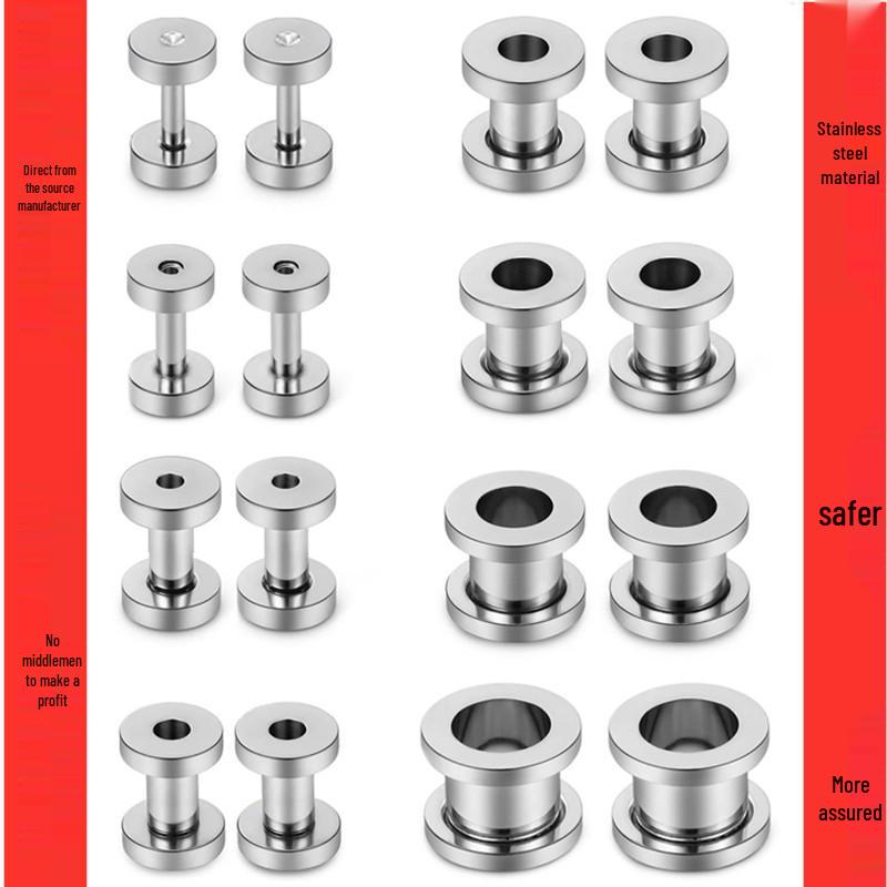 Минималистичный серьга-расширитель для уха с роликом из нержавеющей стали