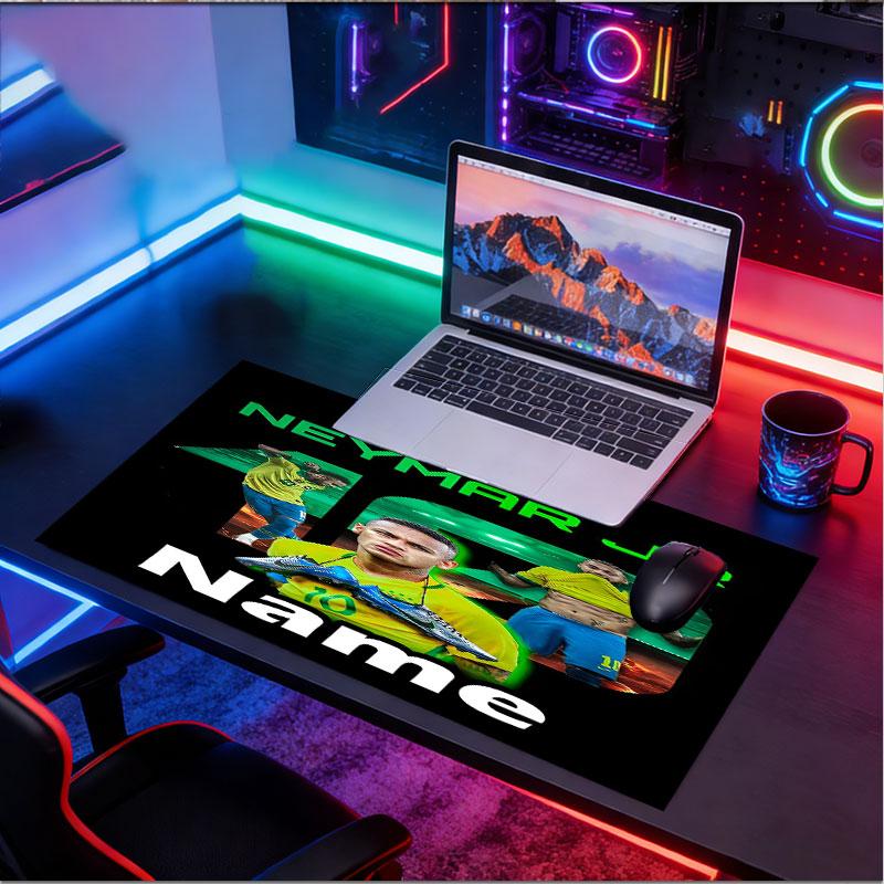Custom Name Personalized Neymar Jr Pattern Mousepad, Laptop PC Desk Mat, Decorative Desk Mat for Home Keyboard Pad Gift