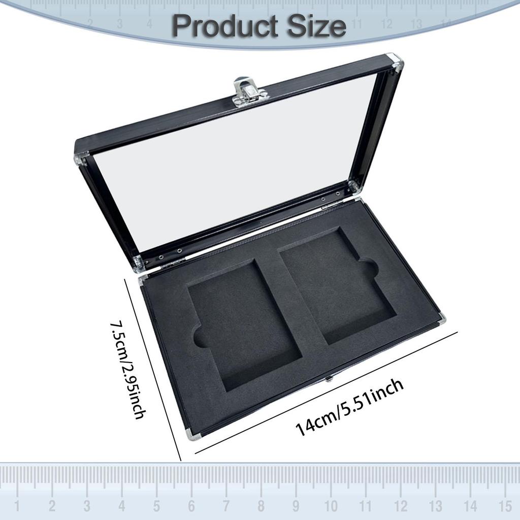 Trading Card Display Case Storage Box Portable Collection Aluminum Card Case Showcase for Sports Cards Collection Table Top