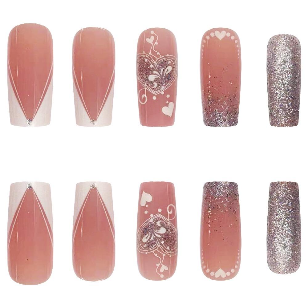 Полное покрытие накладных ногтей с квадратной головкой, водонепроницаемые французские накладные ногти для девочек