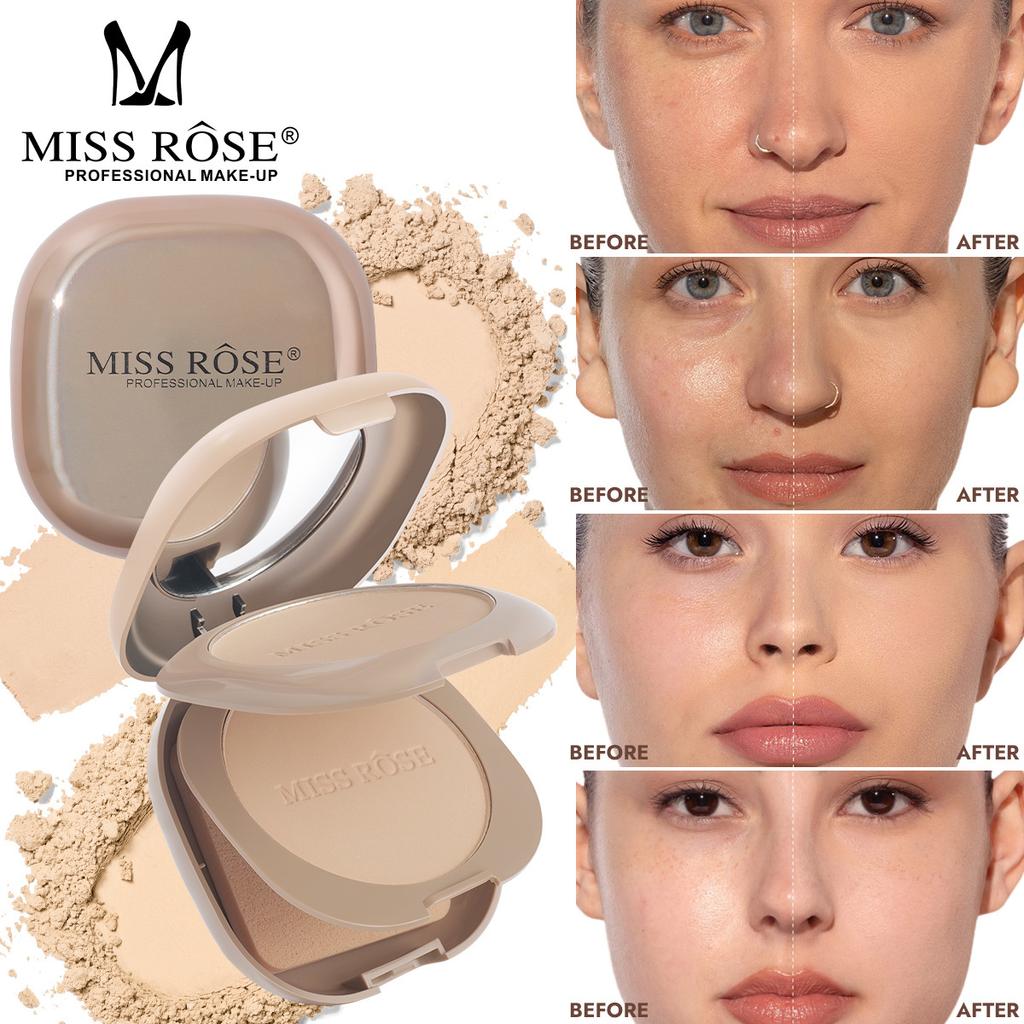 MISS ROSE Setting Powder Compact with Mirror Puff Oil Control Matte