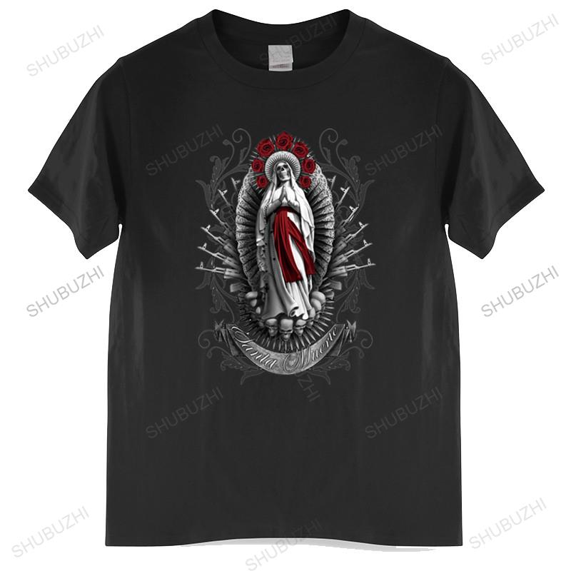 Хлопковая футболка унисекс, топы с круглым вырезом, унисекс, футболка Santa Muerte, футболка Lady of Holy Death, футболка с мексиканским черепом, футболка унисекс, евро размер