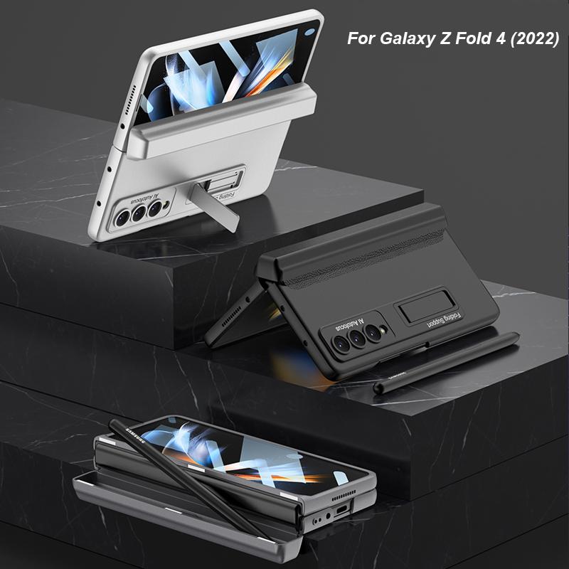 Складной держатель для ручек, шарнирный чехол для Samsung Galaxy Z Fold 4, 5G, кронштейн-подставка, жесткий чехол для ПК, стеклянная пленка