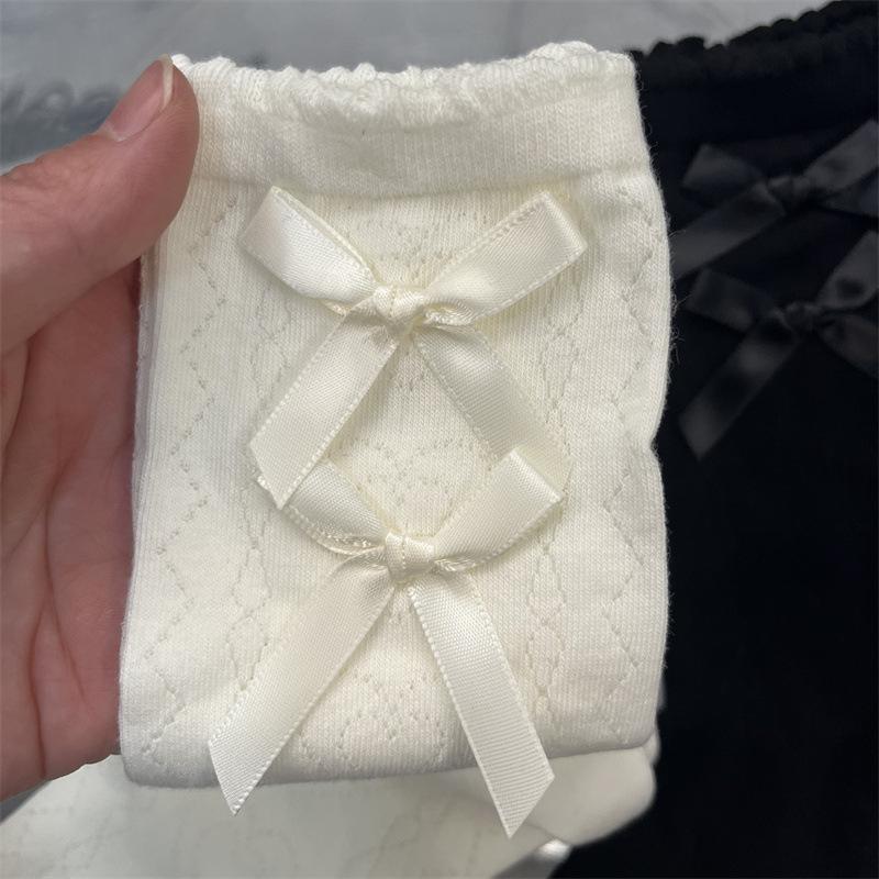 Милые корейские носки-трубы с бантом для девочек JK Mesh, дышащие хлопковые тонкие носки Y2K Lolita Women Kawaii Short Sock