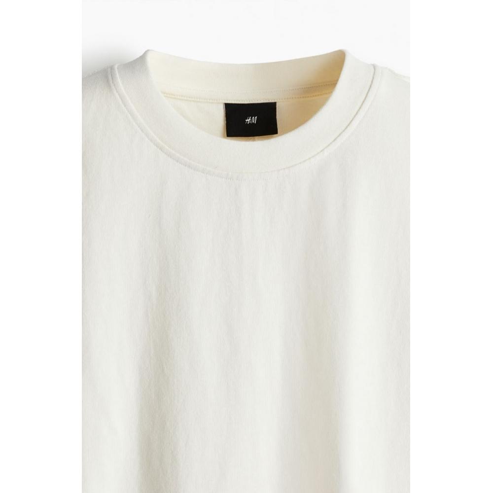 Футболка свободного покроя с деталями швов HM, кремового цвета