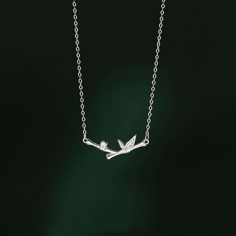 Бамбуковое ожерелье для женщин, новая мода, ниша, свет, роскошь, высококачественный дизайн, цепочка с бриллиантами из бамбука для ключицы