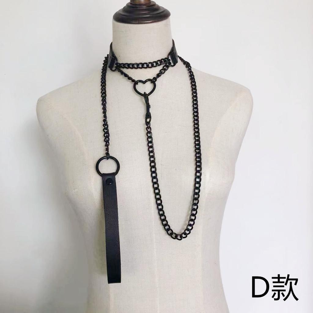 Модное панк-готическое винтажное ожерелье с кожаным воротником, готическое сердце, подвески