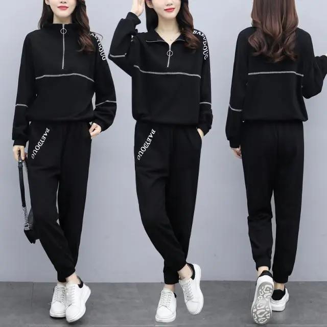Women's Plus Size Loose Fashion Sweater Suit Autumn Casual Sports Two-piece Suit