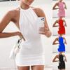 SHO Women Sexy Bandage Sling Dress Sleeveless Solid Colid Summer Suspender Dress