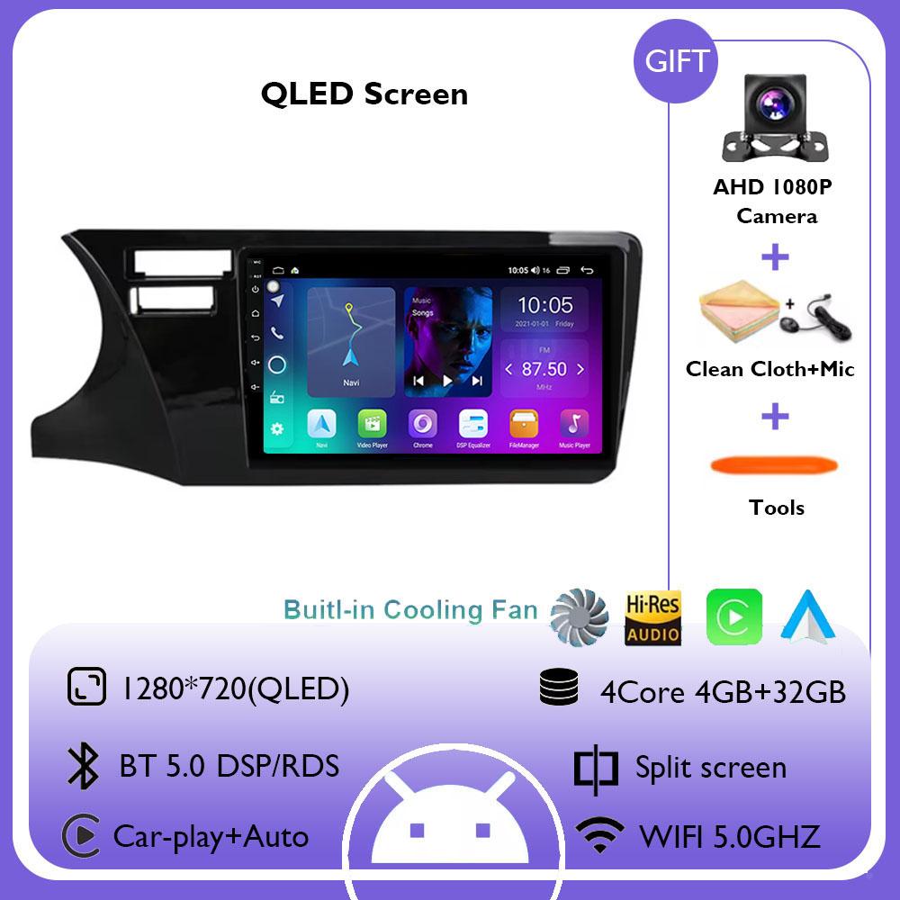 Android 14 Carplay Auto 4G+WIFI Car Radio For Honda City 2014 2015 2016 2017 GPS Navigation Multimedia Video Player Stereo Audio
