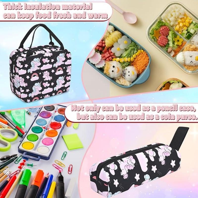 Kids Backpack Sets For Girls Boys Unicorn Backpack 3 In 1 Lightweight Bookbags Large Travel Rucksack With Lunch Bag Pencil Case