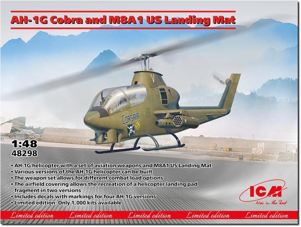 Пластиковая модель американского посадочного мата ICM American Cobra M8A1 48298 1/48 AH-1G и (Вертолет)