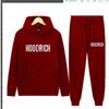 Mens Casual Hooded Sweatshirt Set With Graphic Print Long Sleeve Top Pants Outfit