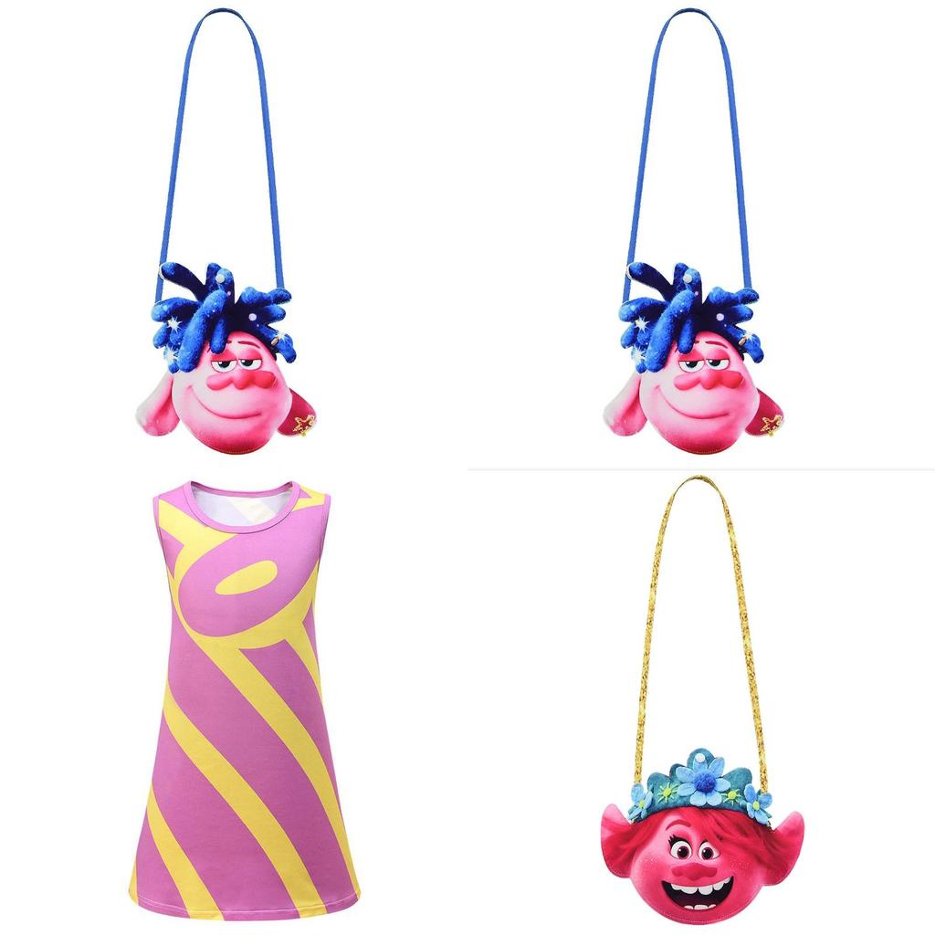 Trolls Poppy Cosplay Costume For Girls With Comfortable Soft Fabric And Vibrant Pink Color