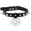 Goth Punk Spike Rivet Choker Collar For Women Steampunk Pentagram Necklace Emo Neck Strap Cosplay Chocker Gothic Accessories
