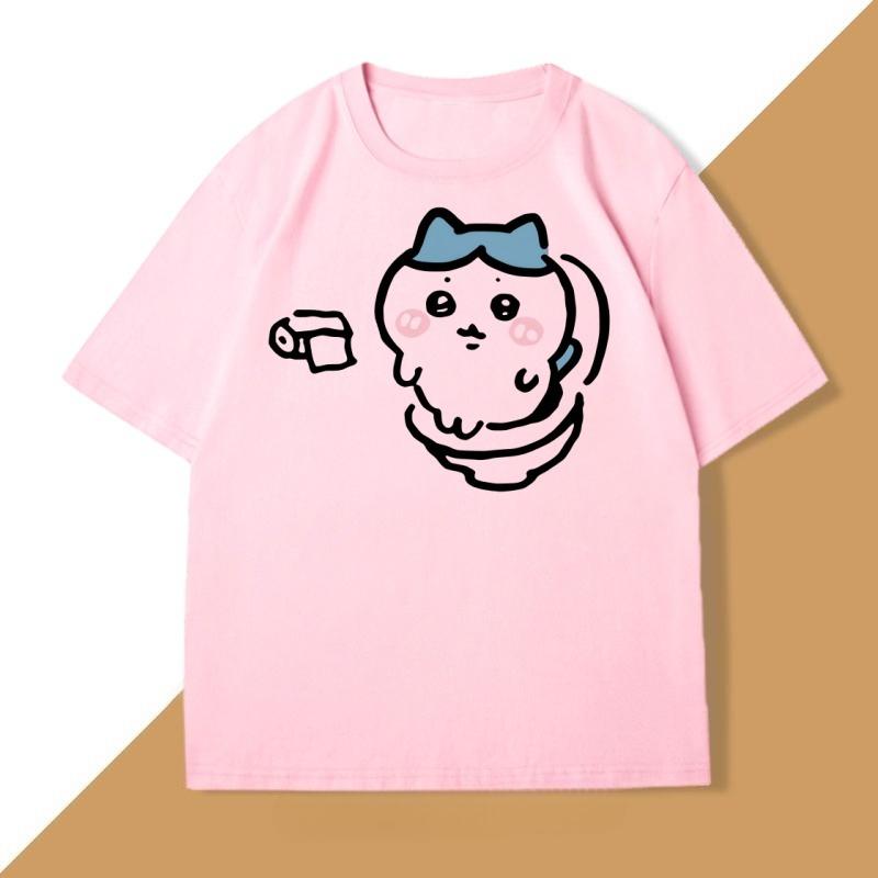 Cute Chiware on The Toilet Tshirt for Unisex Women Funny Cotton Short Sleeve Round Neck Tshirt Humor T Shirt Loose Casual Clothes