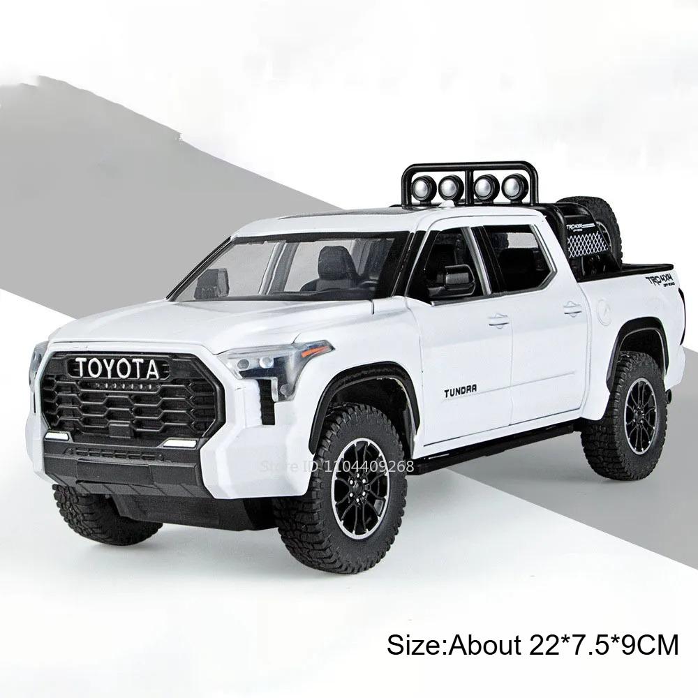 Scale 1:24 TACOMA Tundra Car Model Toy Metal Diecast Exquisite Interior Vehicle Pull Back Sound Light Pickup Models Boys Toys