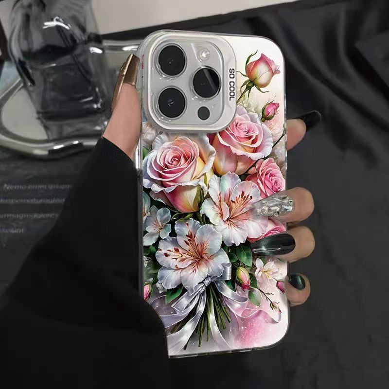 Новая модная цветочная чехол для мобильного телефона iphone17 Apple 15promax/14 противоударный 13pro16 Япония и Корея