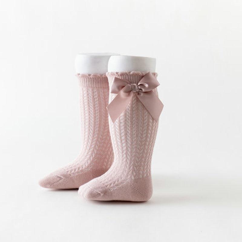 0-2Year Baby Girl Mesh Long Socks Summer Bowknot Stockings Thin Breathable Newborn Knee High Sock Kids Mosquito Proof Calf Sock
