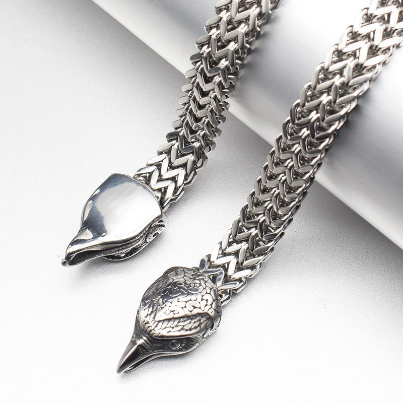 Новый браслет викингов, индивидуальный браслет в стиле ретро с головой птицы, мужской двухрядный браслет из нержавеющей стали