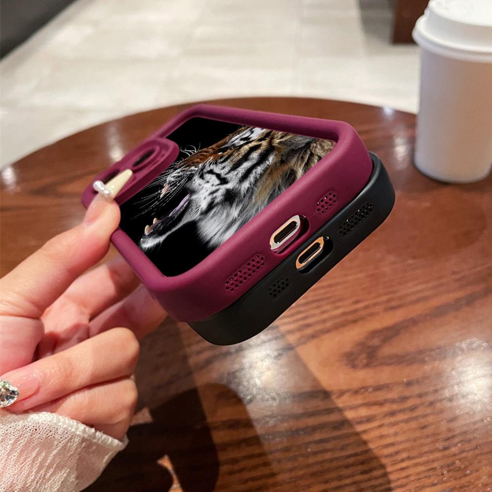 LZ30 Tiger Lion Cat Silicone Phone Case for iPhone 11 13 14 15 16 Pro Max 7 8 16 Plus 12 Mini XS Max XR Shockproof Back Cover