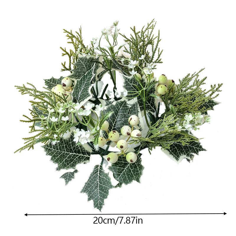 Рождественский подсвечник с искусственными листьями, венок для подсвечника, искусственная вишневая шишка, гирлянда