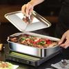 With Lid Grilling Tray Stainless Steel Grilled Fish Plate BBQ Plate Roaster Pan Oven