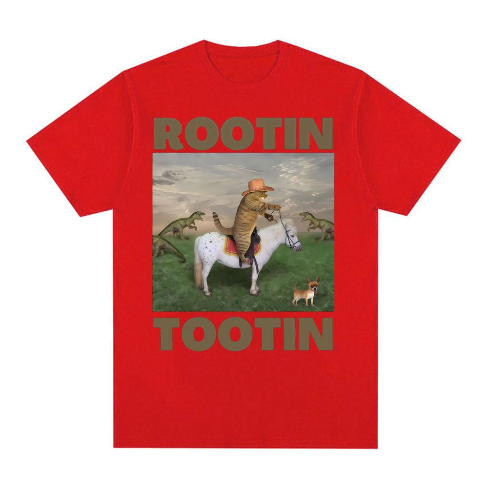 Rootin Tootin Cowboy Cat Graphic Tshirts Unisex Clothing Retro Fashion Humor Short Sleeve T Shirts Cotton Casual Oversized Tshirt