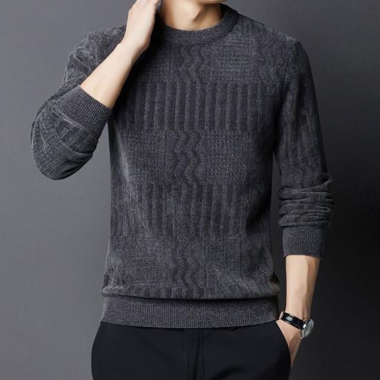 Мужской утолщенный свитер, повседневный трикотажный топ с круглым вырезом и длинными рукавами, теплая трикотажная одежда для осени и зимы, для работы и улицы