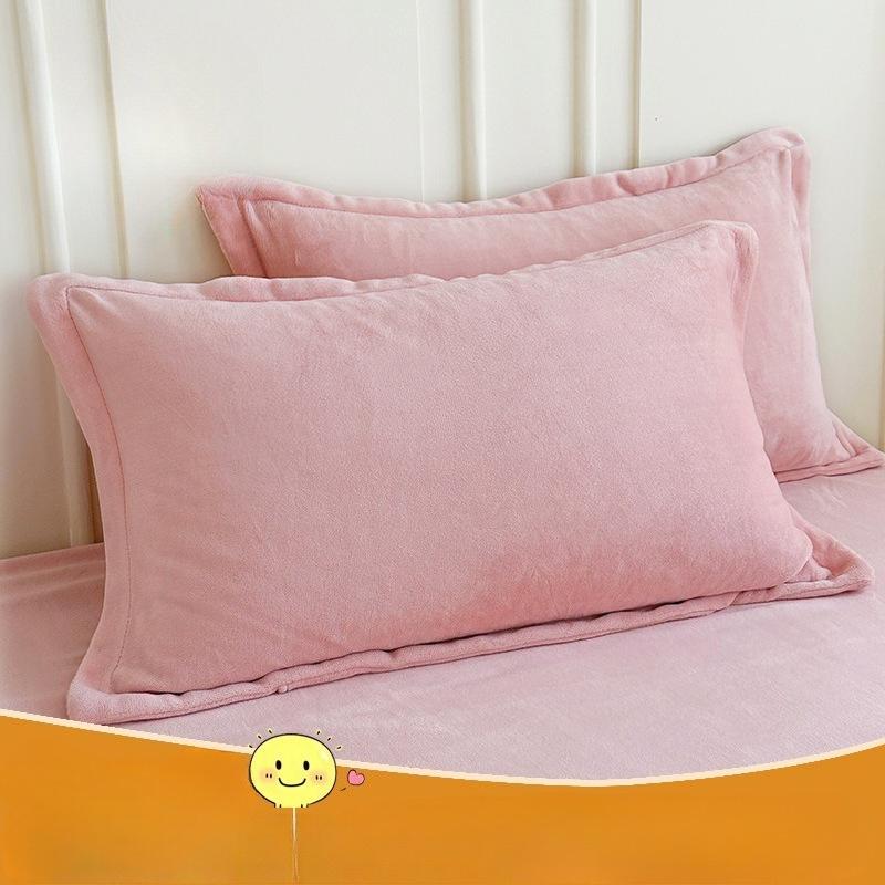 Fleece-Lined Milk Velvet Single Pillowcase, Solid Color, 48x74 Cm