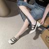 Fashion Design Sense Mary Jane Single Shoes Women's 2024 Autumn New Square Head Middle Heel Temperament Women's Single Shoes Platform