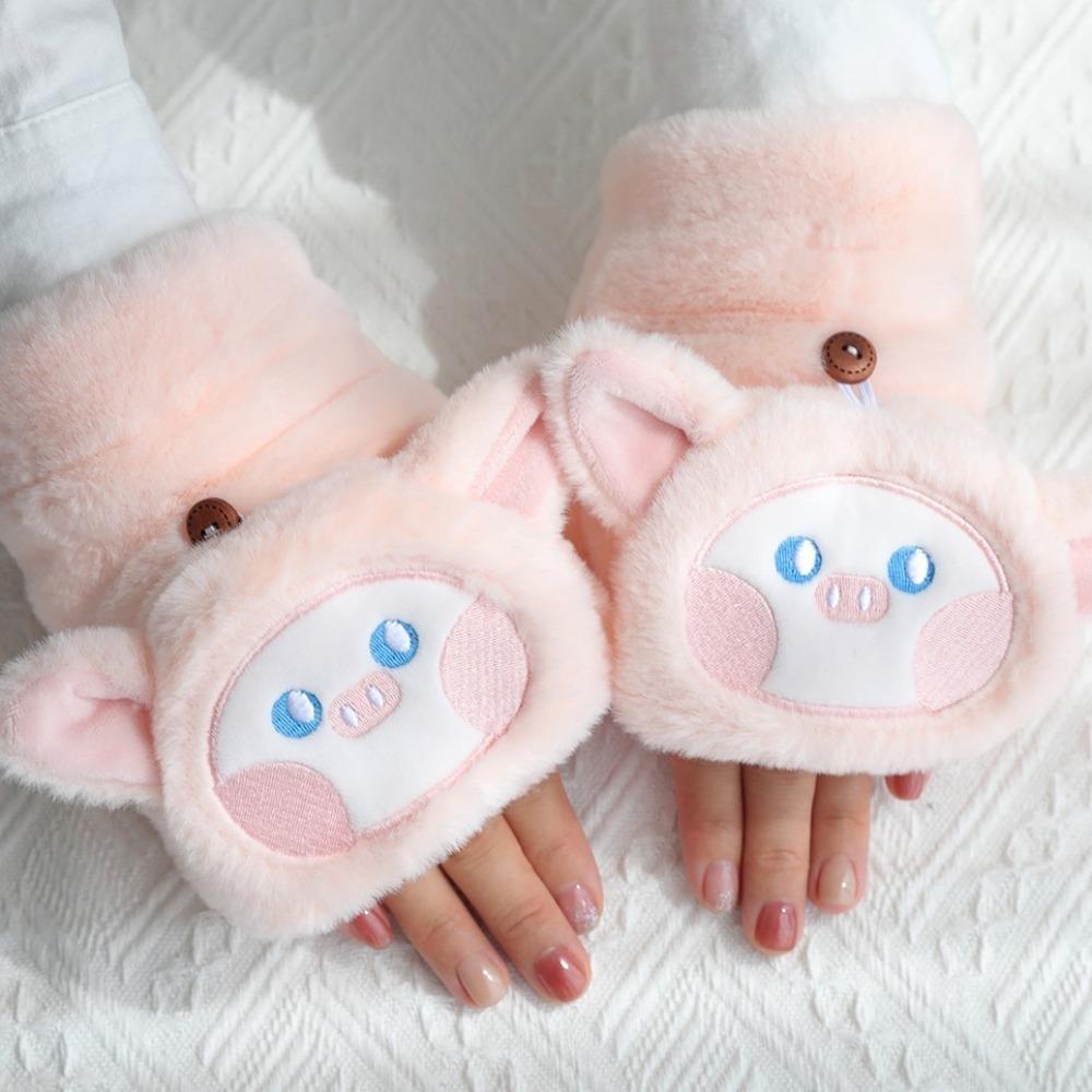 Cartoon Animals Cartoon Winter Gloves Soft Plush Pig Gloves Kawaii Children Gloves  Autumn