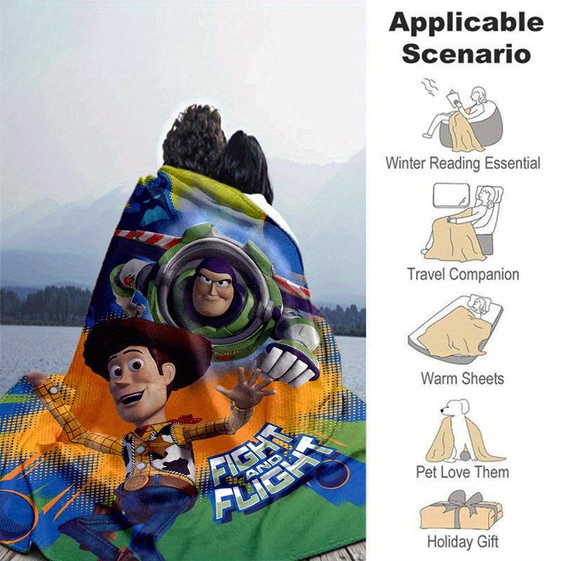 1pc Buzz Lightyear Printing Blanket - Soft, All-Season Throw for Office Blanket, | Personalized Gift with Adorable Cartoon Design
